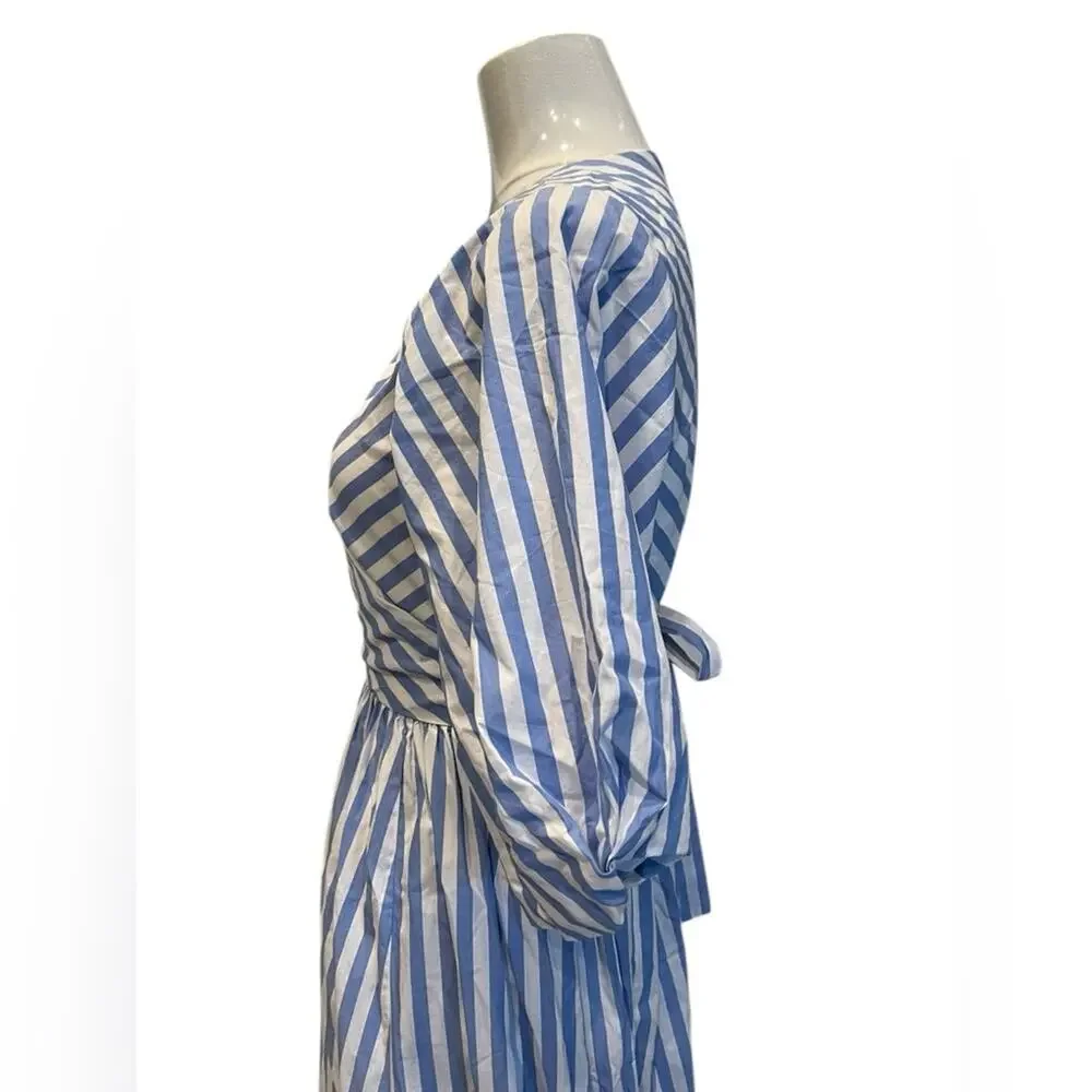 Staud Jodie Stripe Wrap Midi Dress Size:M - Picture 8 of 12